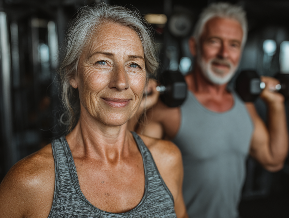 Възрастни хора правят упражнения