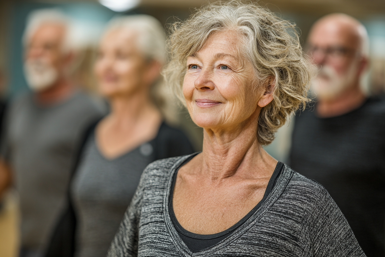 Щастливи възрастни хора след тренировка